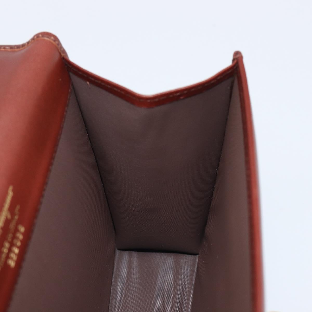 Salvatore Ferragamo Clutch Bag Leather Brown Gold Auth 200009