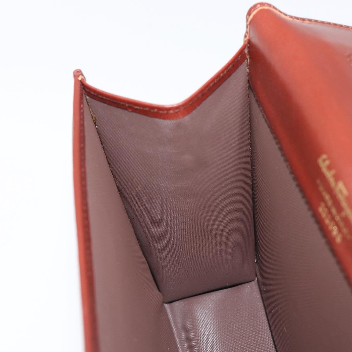 Salvatore Ferragamo Clutch Bag Leather Brown Gold Auth 200009
