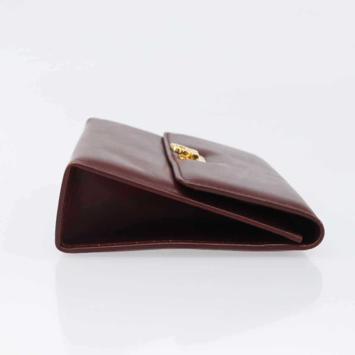 Salvatore Ferragamo Clutch Bag Leather Brown Gold Auth 200009