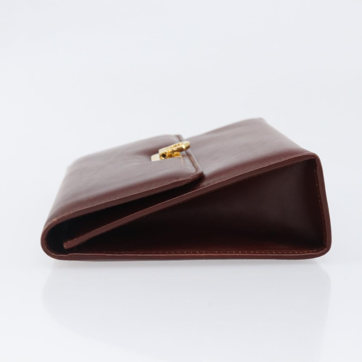 Salvatore Ferragamo Clutch Bag Leather Brown Gold Auth 200009