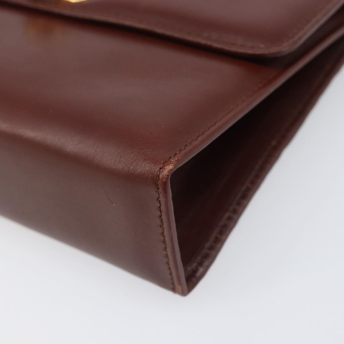 Salvatore Ferragamo Clutch Bag Leather Brown Gold Auth 200009