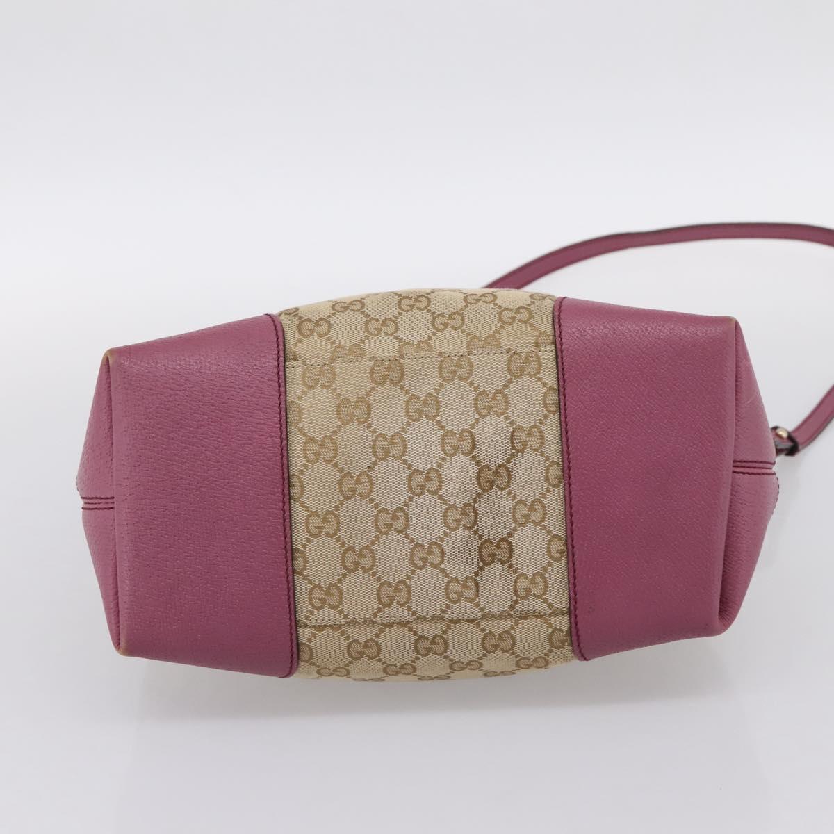 GUCCI GG Canvas Hand Bag 2way Beige Gold 353120 Auth 200012