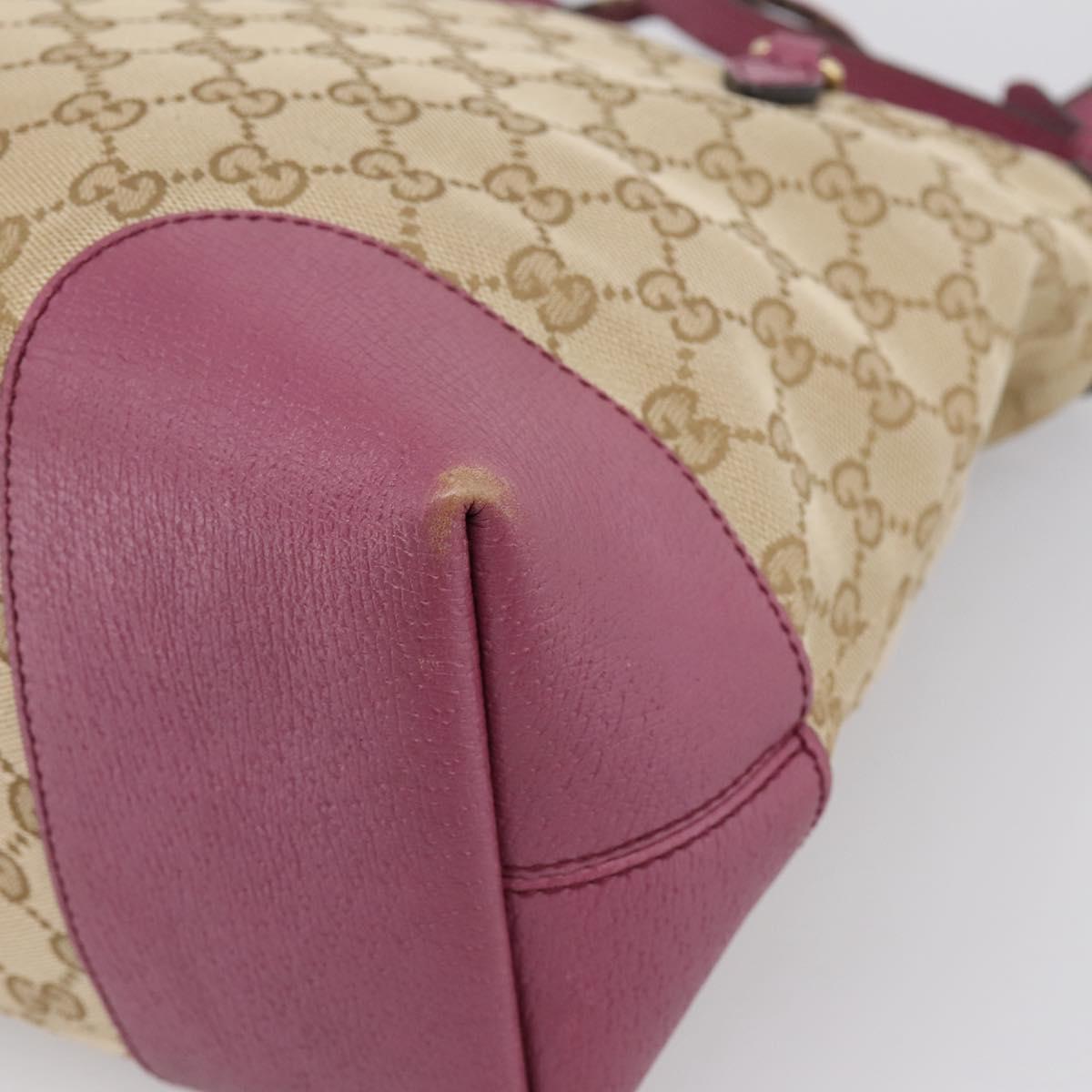 GUCCI GG Canvas Hand Bag 2way Beige Gold 353120 Auth 200012