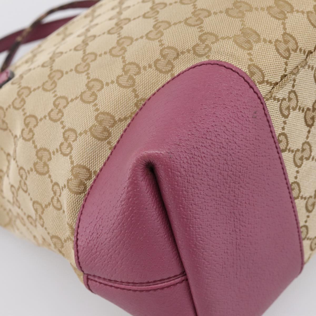 GUCCI GG Canvas Hand Bag 2way Beige Gold 353120 Auth 200012
