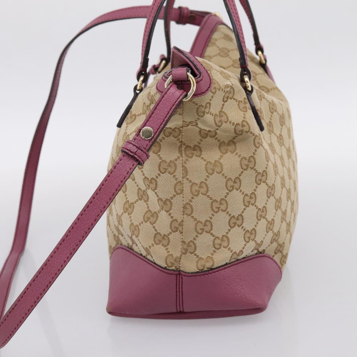 GUCCI GG Canvas Hand Bag 2way Beige Gold 353120 Auth 200012