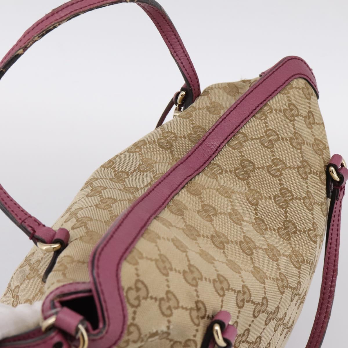GUCCI GG Canvas Hand Bag 2way Beige Gold 353120 Auth 200012