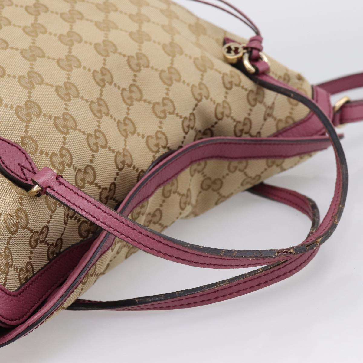 GUCCI GG Canvas Hand Bag 2way Beige Gold 353120 Auth 200012