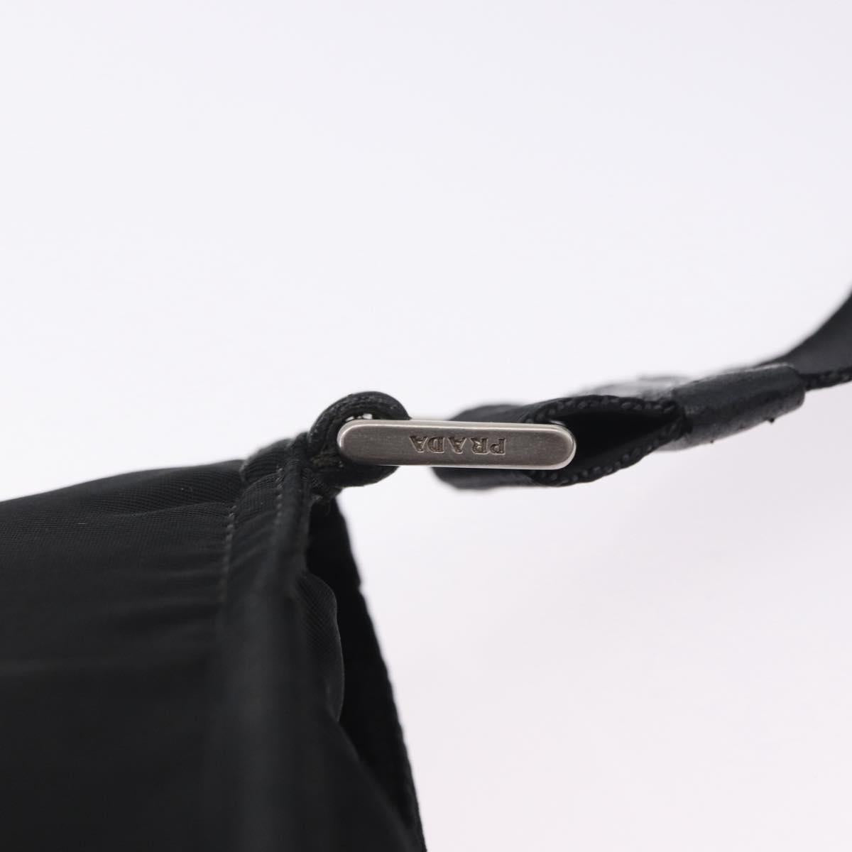 PRADA Shoulder Bag Nylon Black Silver Auth 200013A