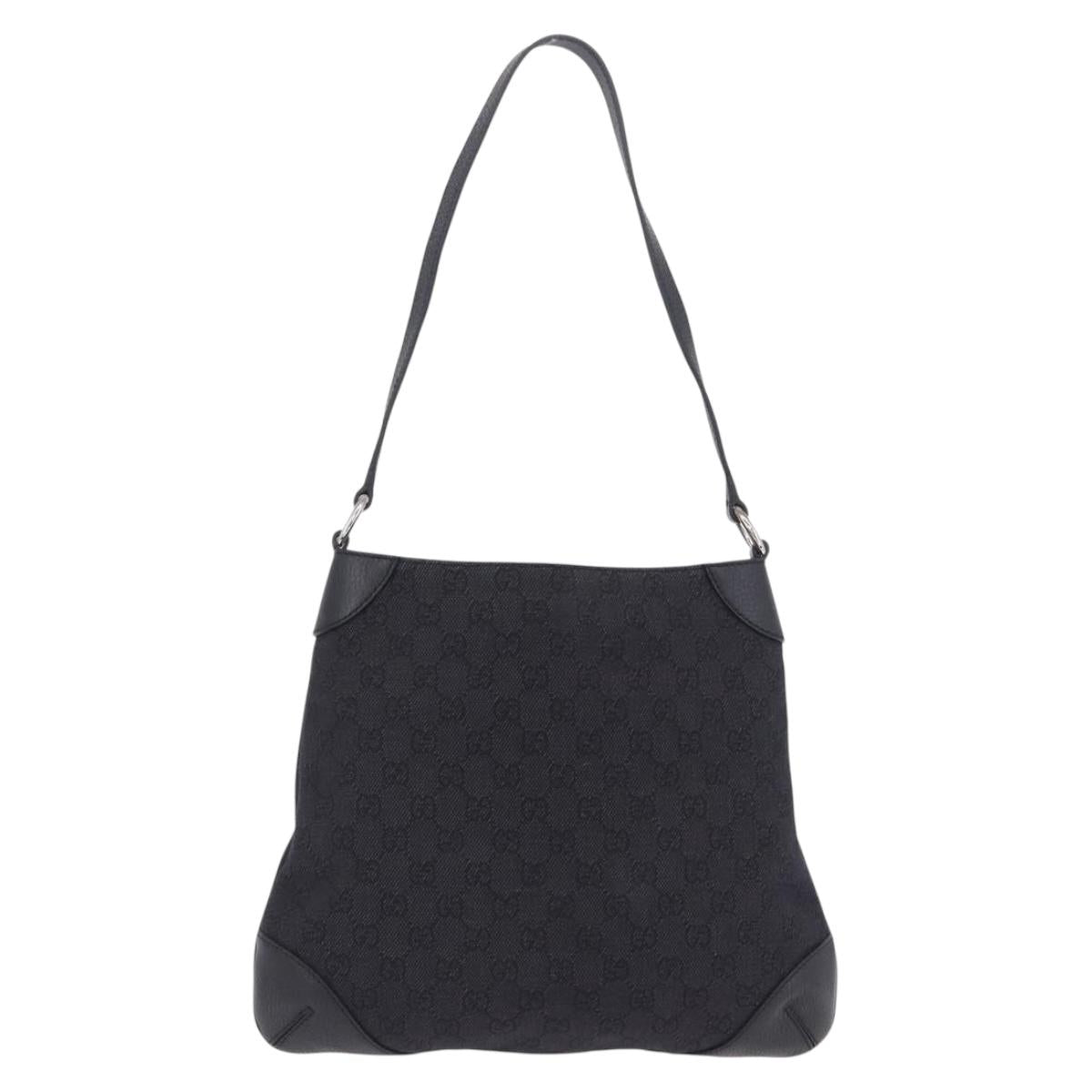 GUCCI GG Canvas Shoulder Bag Black Silver 196140 Auth 200016A