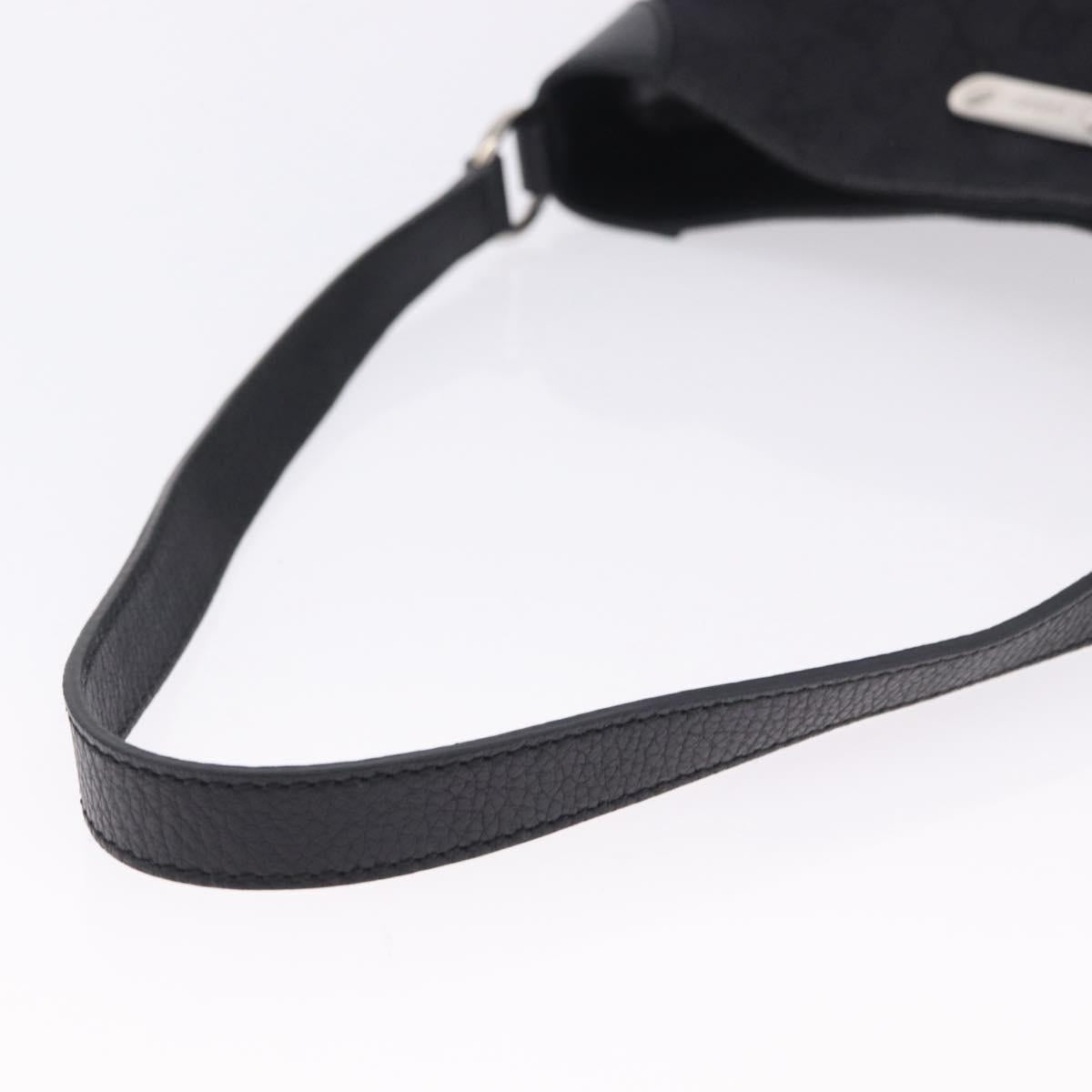 GUCCI GG Canvas Shoulder Bag Black Silver 196140 Auth 200016A