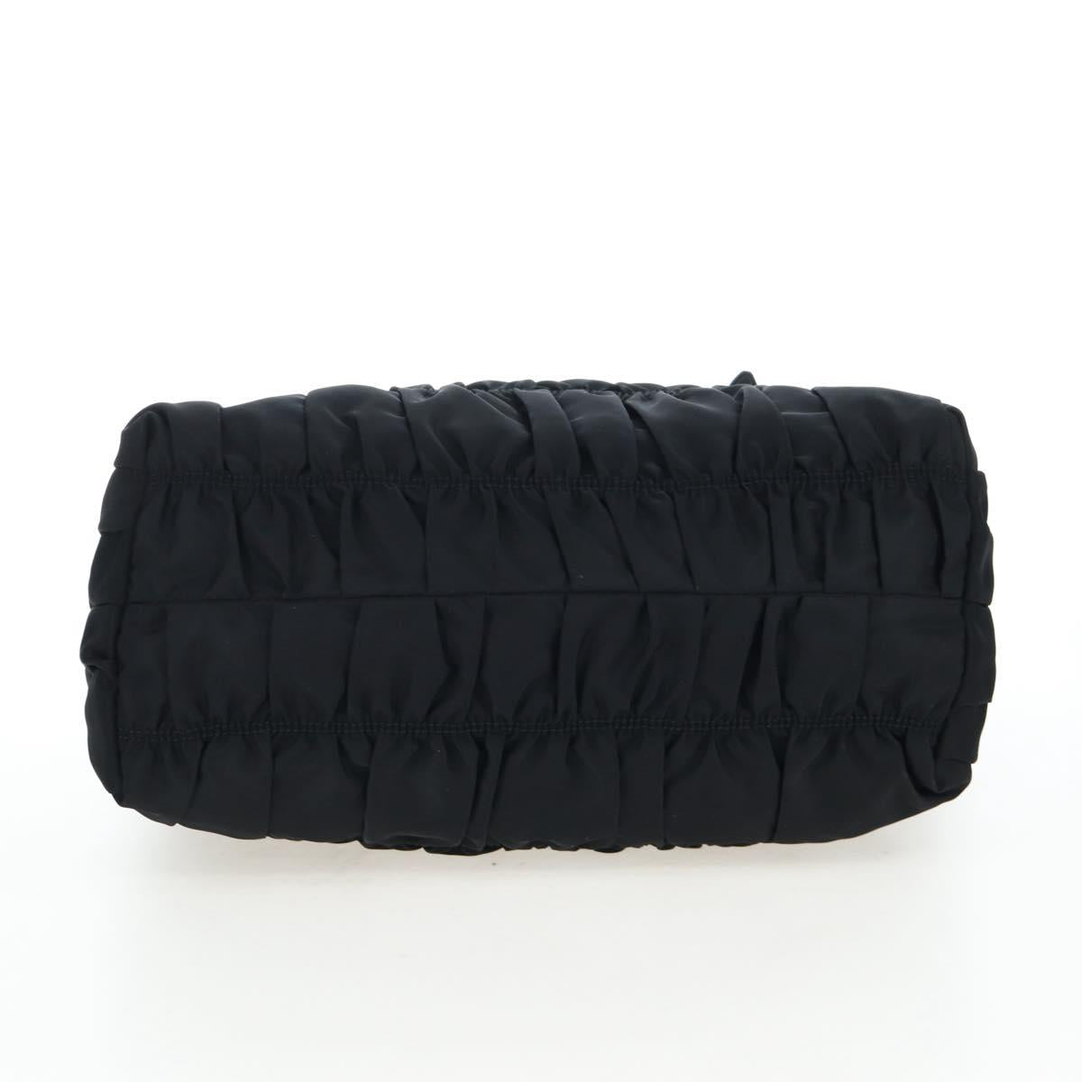 PRADA Hand Bag Nylon 2way Black Gold Auth 200017V