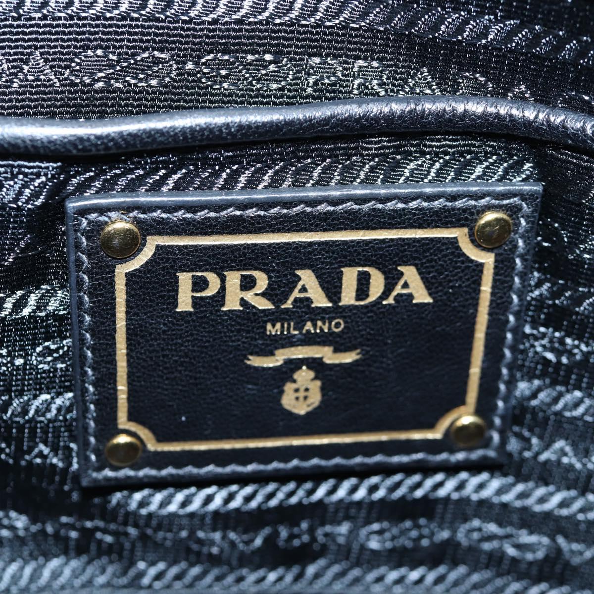 PRADA Hand Bag Nylon 2way Black Gold Auth 200017V