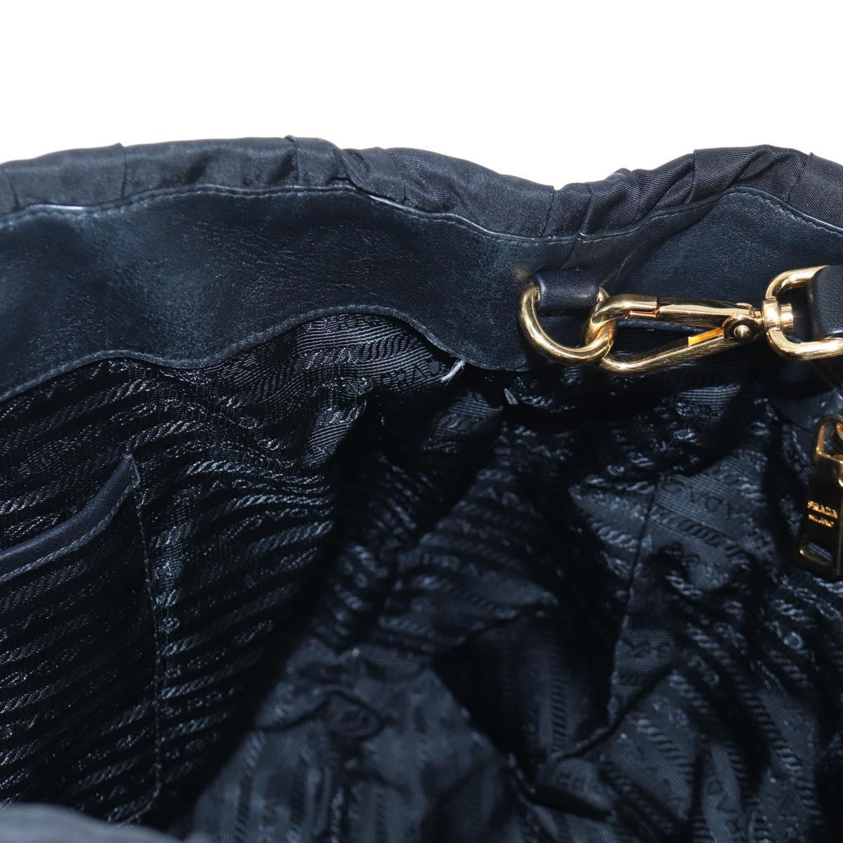 PRADA Hand Bag Nylon 2way Black Gold Auth 200017V