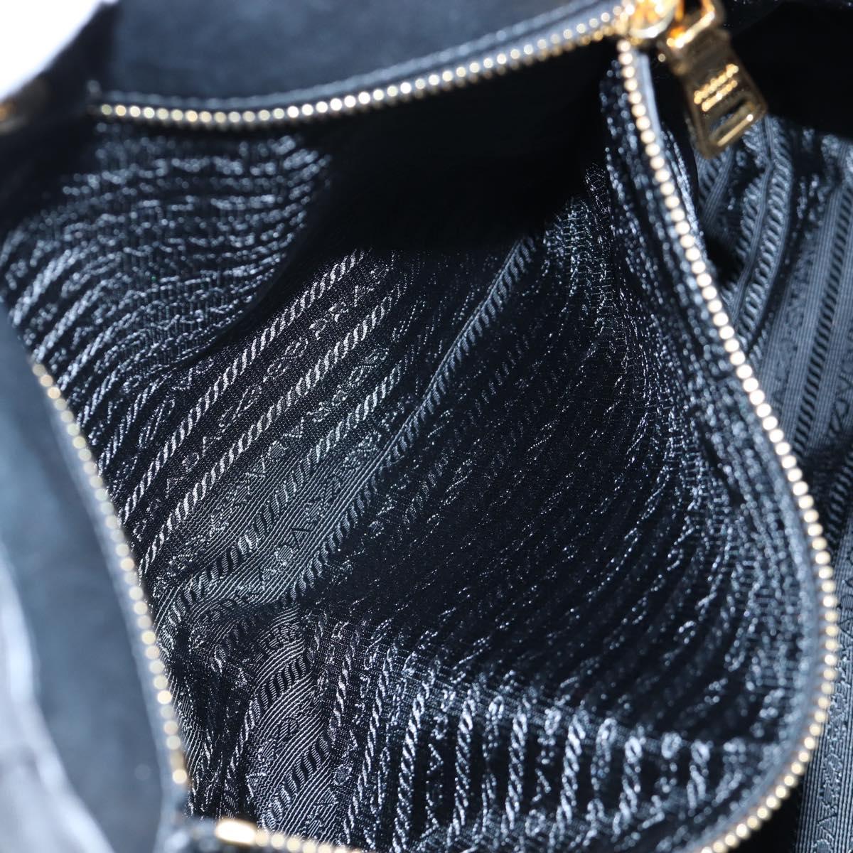 PRADA Hand Bag Nylon 2way Black Gold Auth 200017V