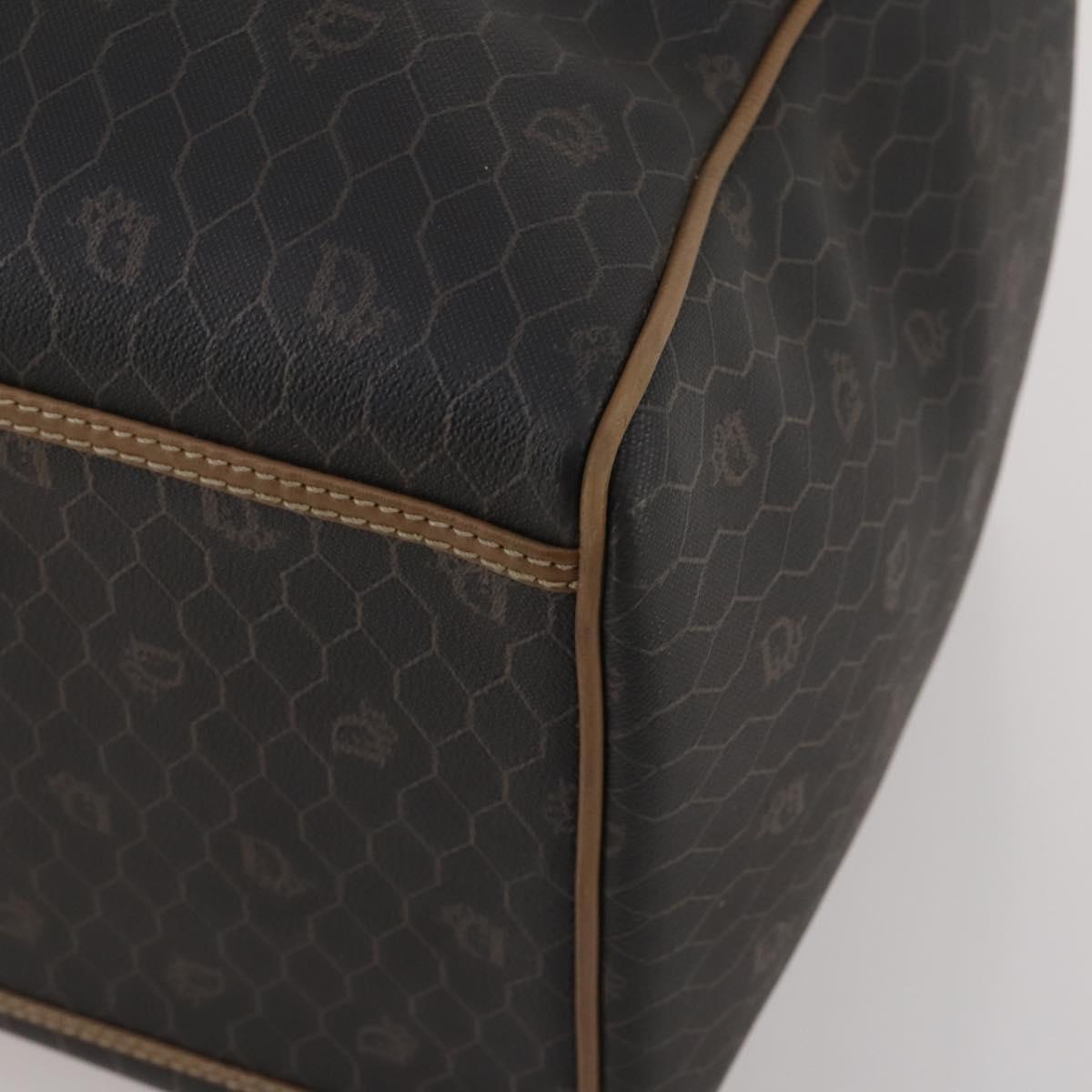 Christian Dior Honeycomb Canvas Boston Bag PVC 2way Black Gold Auth 200022A