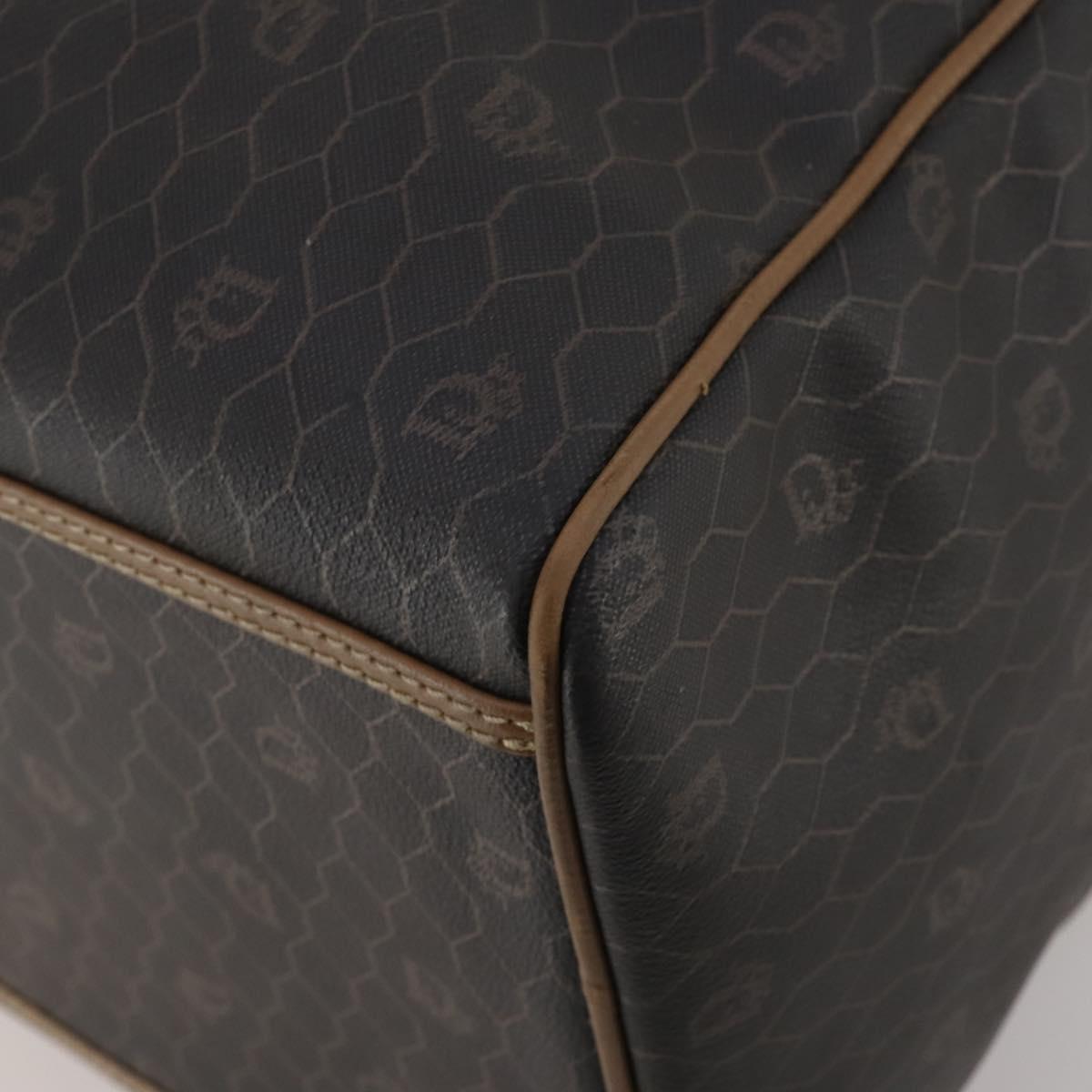 Christian Dior Honeycomb Canvas Boston Bag PVC 2way Black Gold Auth 200022A
