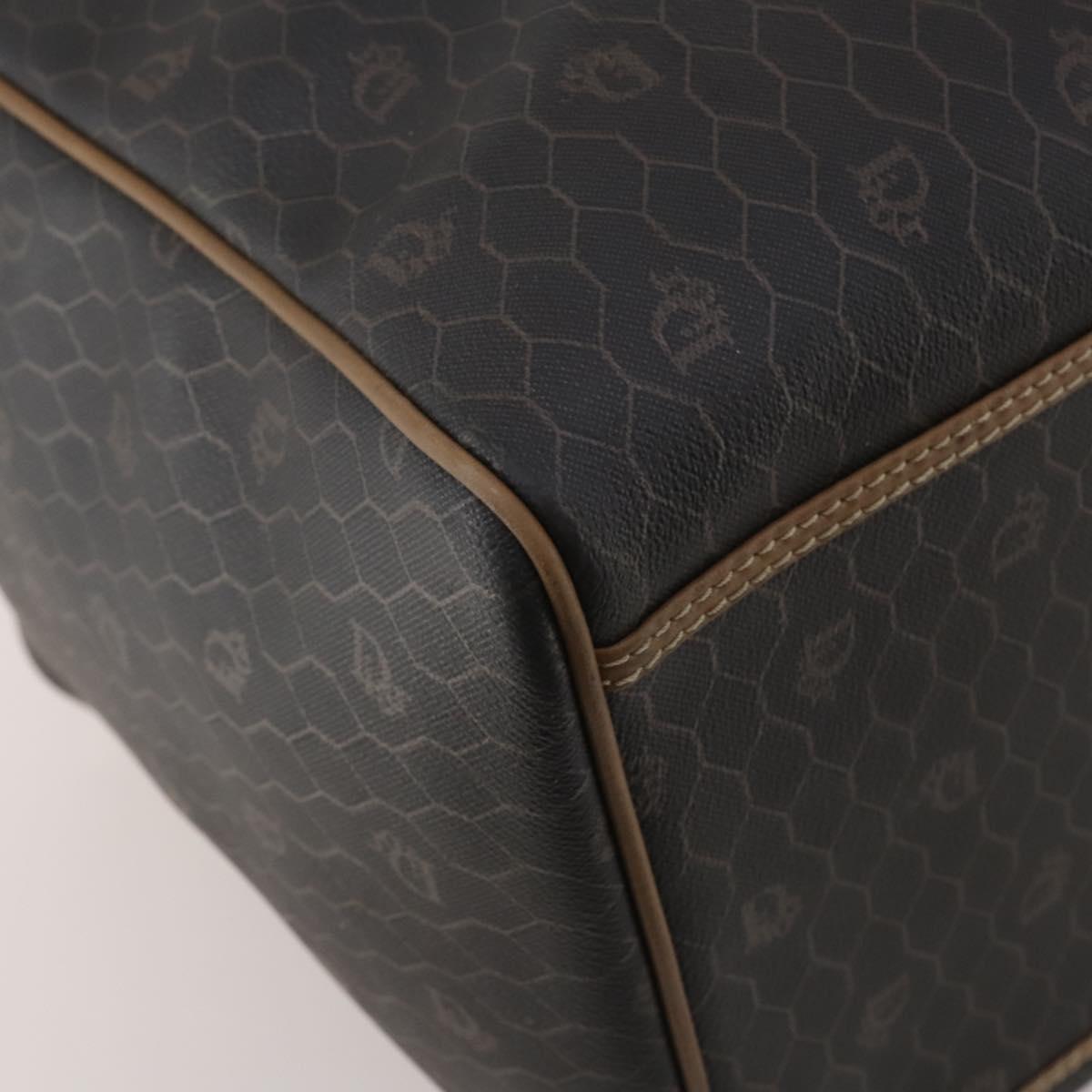 Christian Dior Honeycomb Canvas Boston Bag PVC 2way Black Gold Auth 200022A