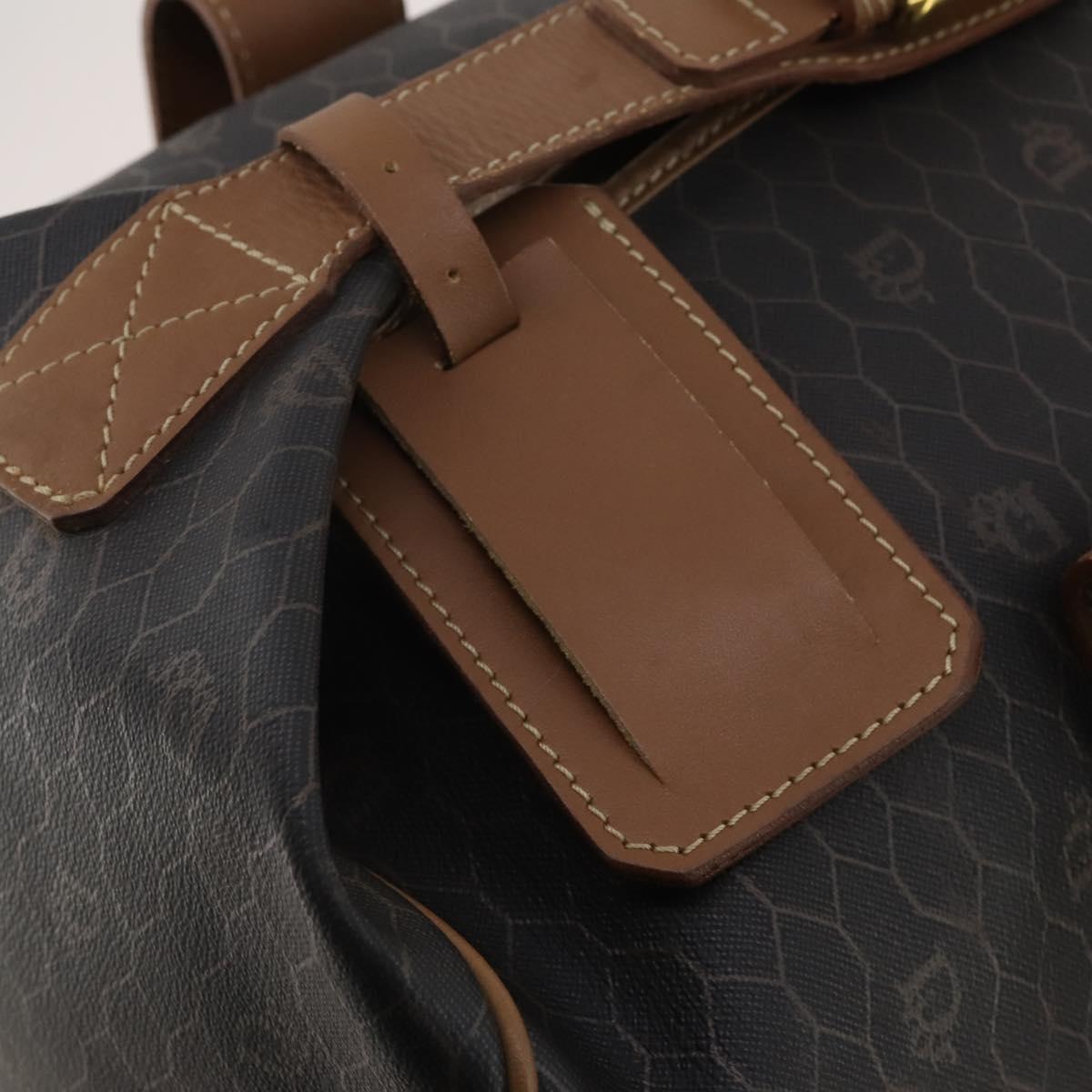 Christian Dior Honeycomb Canvas Boston Bag PVC 2way Black Gold Auth 200022A