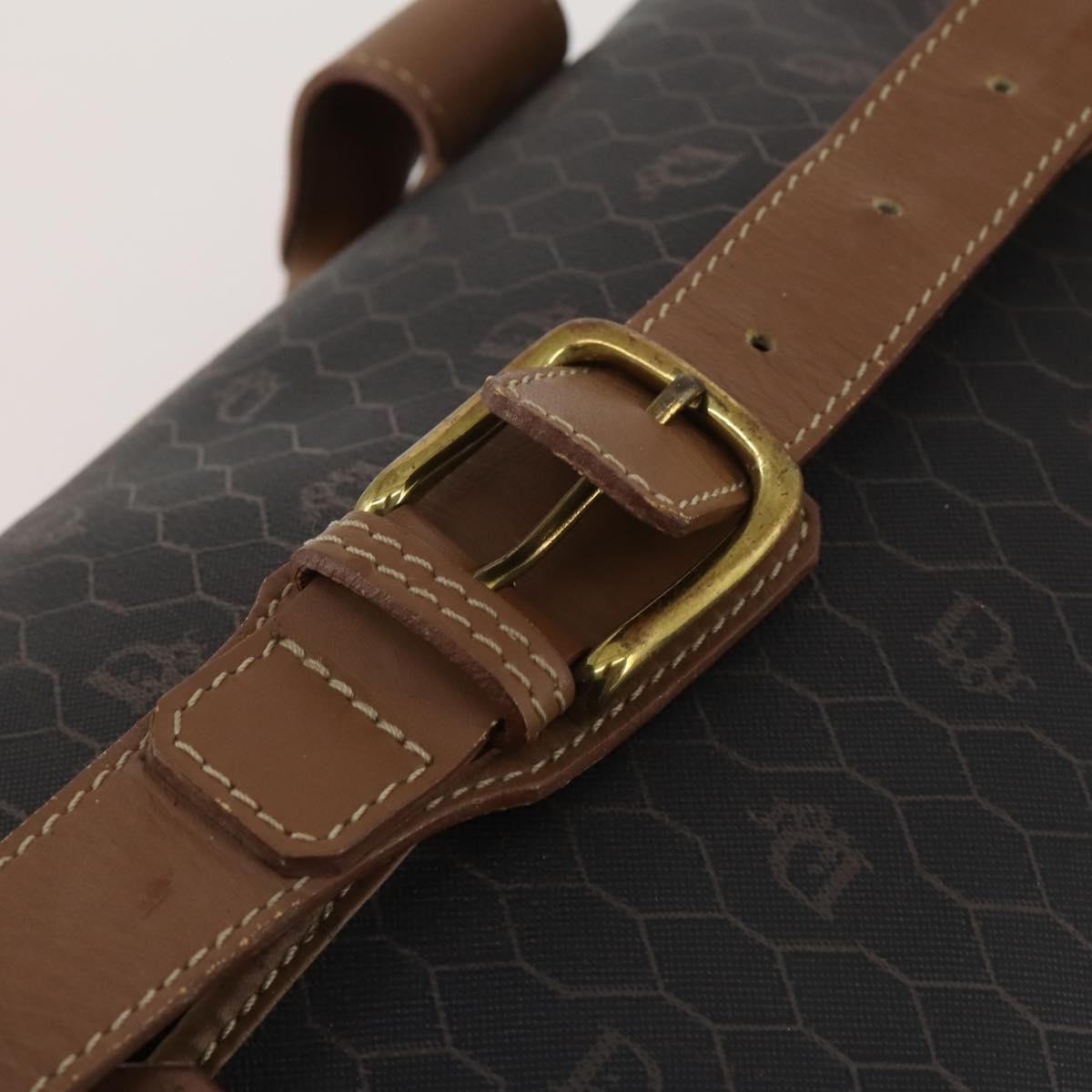 Christian Dior Honeycomb Canvas Boston Bag PVC 2way Black Gold Auth 200022A