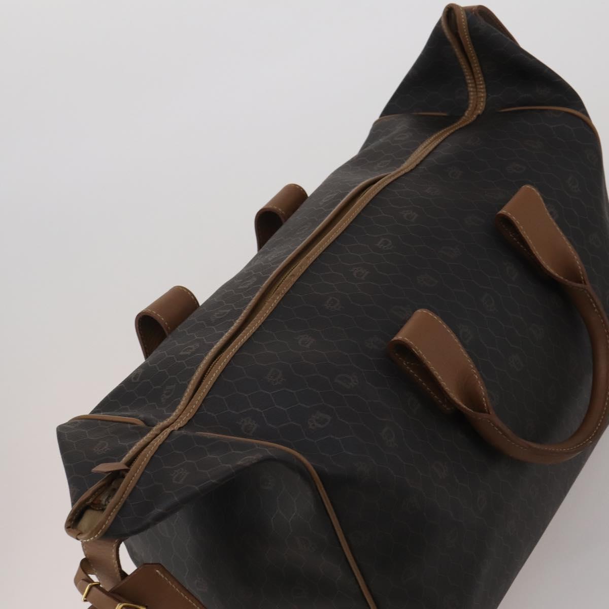 Christian Dior Honeycomb Canvas Boston Bag PVC 2way Black Gold Auth 200022A