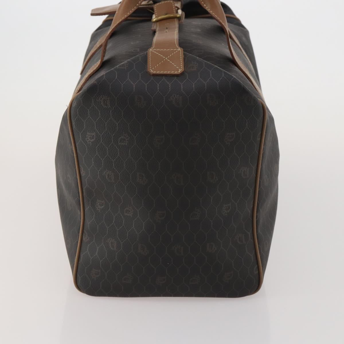Christian Dior Honeycomb Canvas Boston Bag PVC 2way Black Gold Auth 200022A