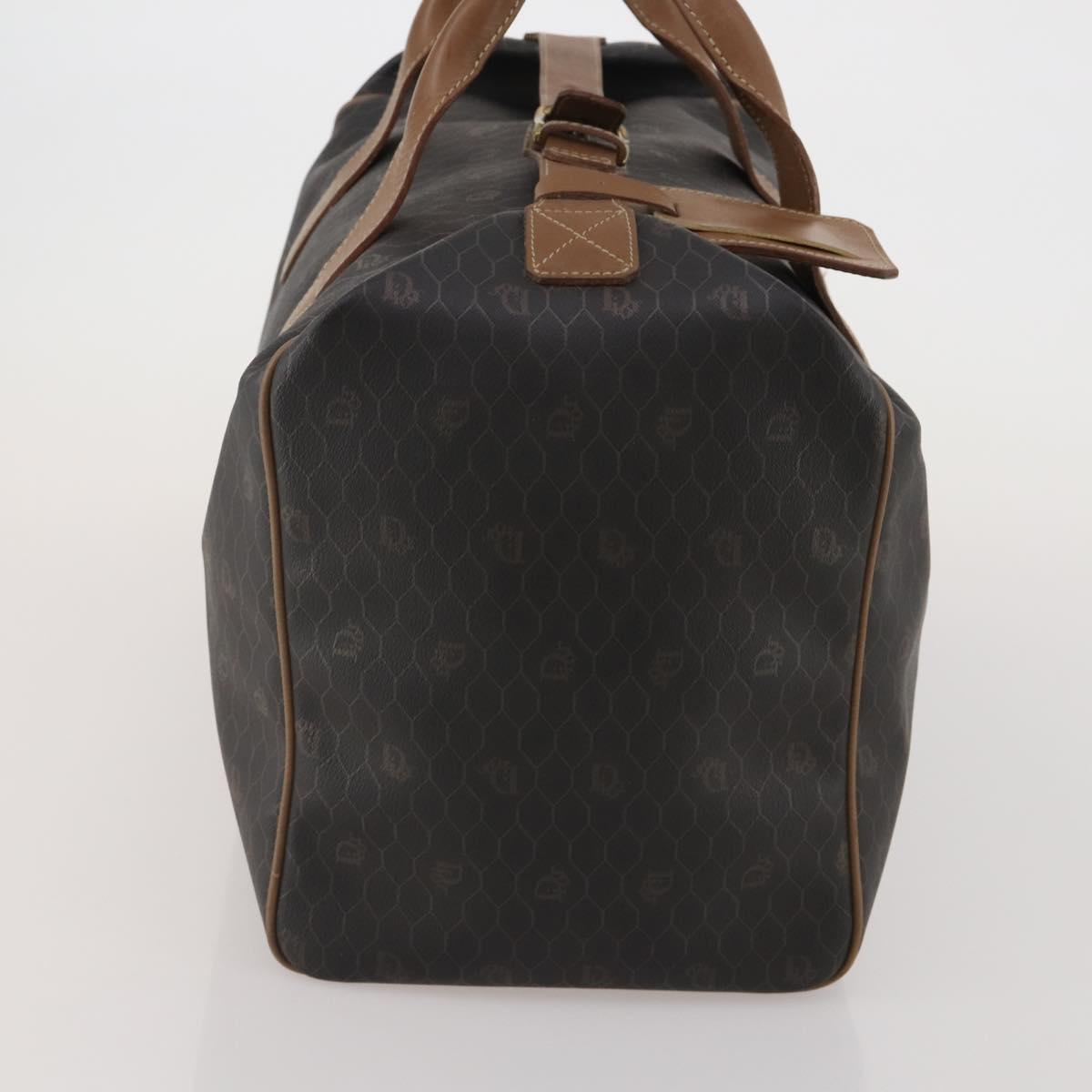Christian Dior Honeycomb Canvas Boston Bag PVC 2way Black Gold Auth 200022A