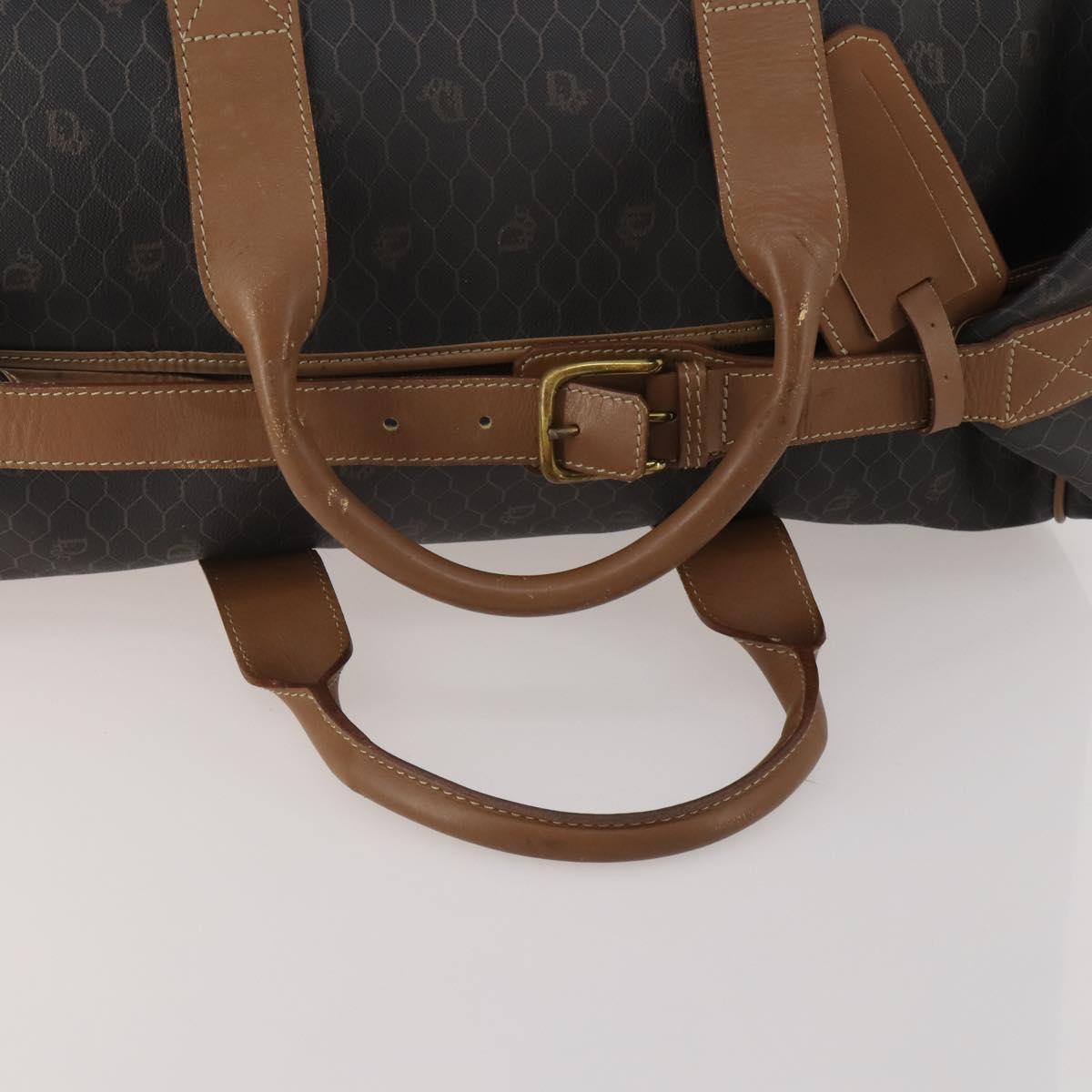 Christian Dior Honeycomb Canvas Boston Bag PVC 2way Black Gold Auth 200022A