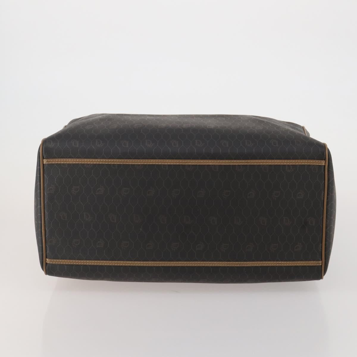 Christian Dior Honeycomb Canvas Boston Bag PVC 2way Black Gold Auth 200022A