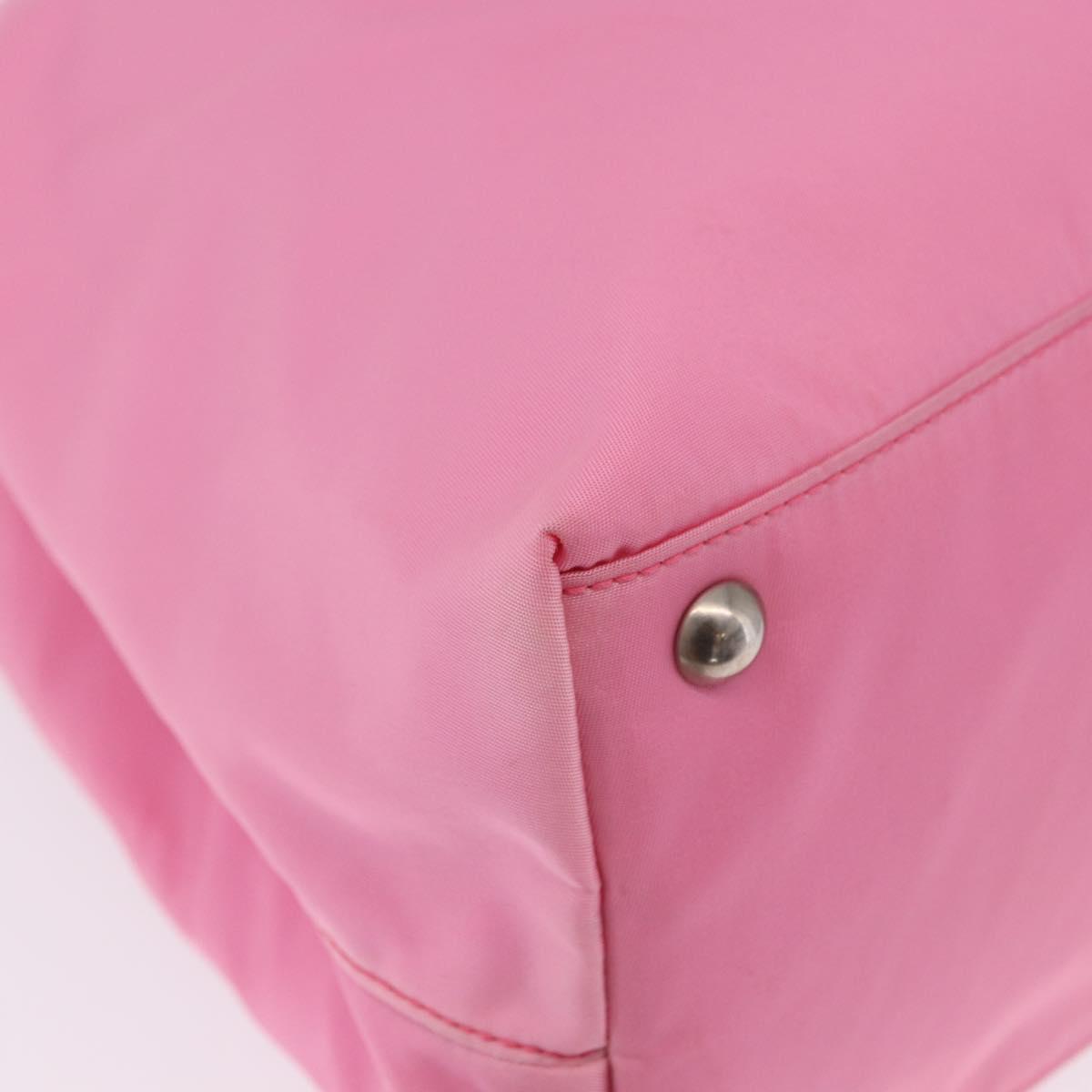 PRADA Hand Bag Nylon Pink Silver Auth 200050A