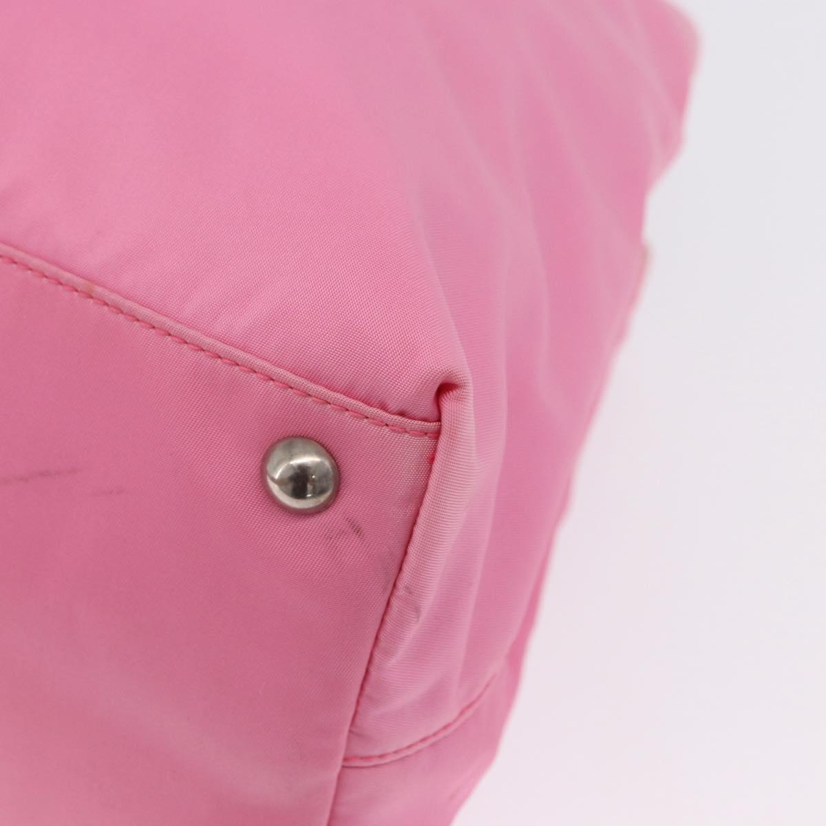 PRADA Hand Bag Nylon Pink Silver Auth 200050A