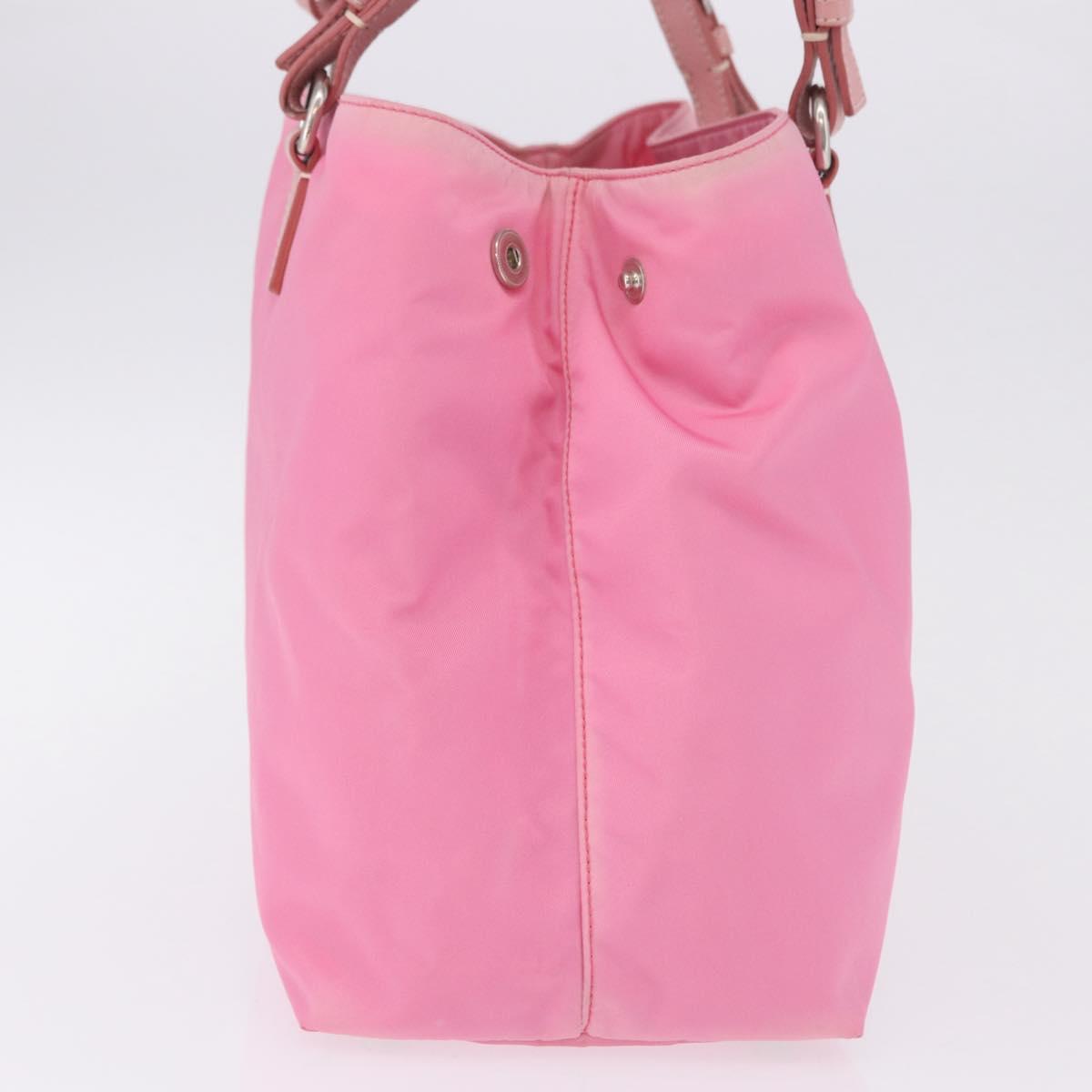 PRADA Hand Bag Nylon Pink Silver Auth 200050A