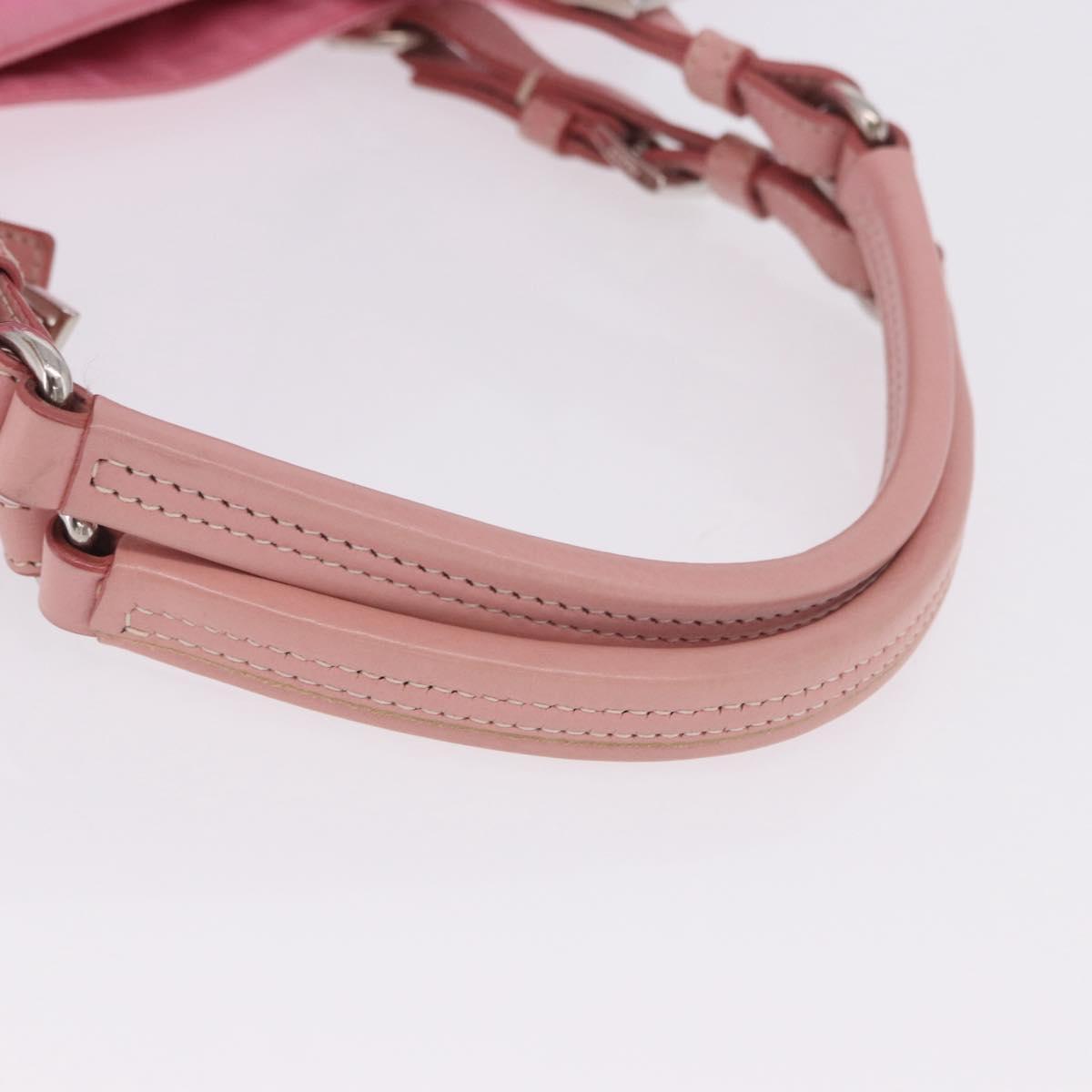 PRADA Hand Bag Nylon Pink Silver Auth 200050A