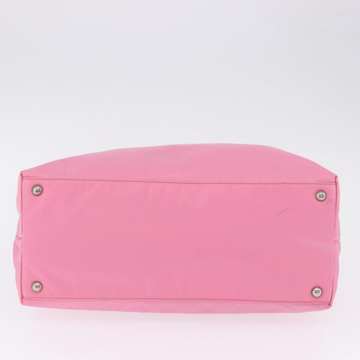 PRADA Hand Bag Nylon Pink Silver Auth 200050A