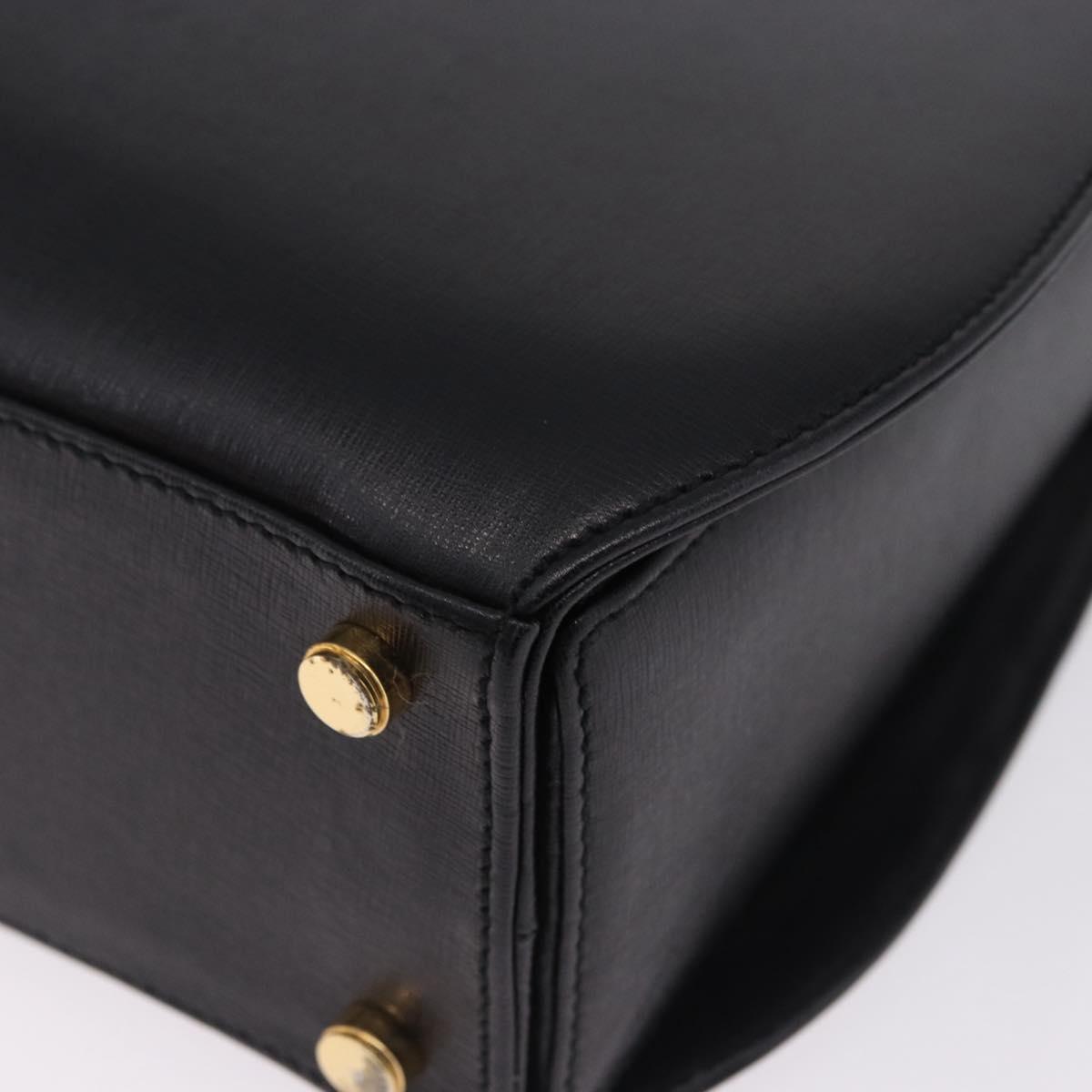 Salvatore Ferragamo Gancini Hand Bag Leather 2way Black Gold Auth 200051A