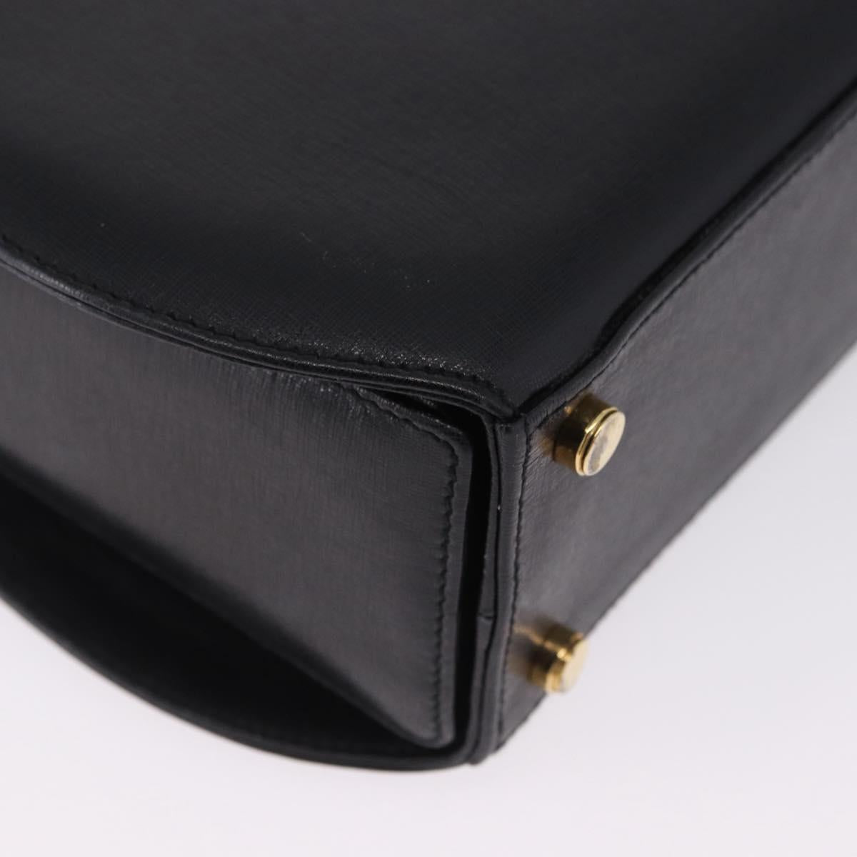 Salvatore Ferragamo Gancini Hand Bag Leather 2way Black Gold Auth 200051A