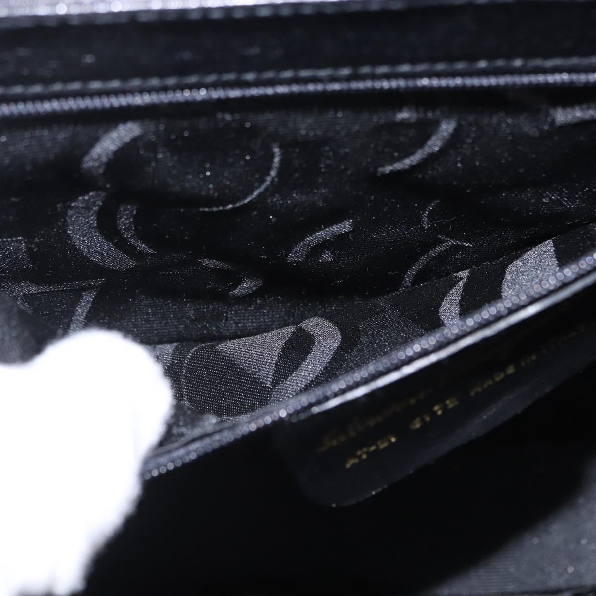 Salvatore Ferragamo Gancini Hand Bag Leather 2way Black Gold Auth 200051A