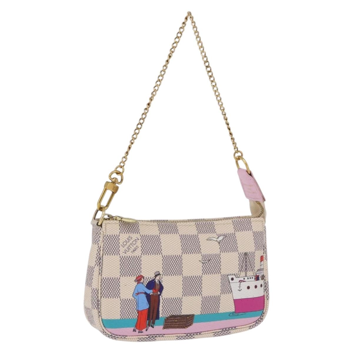 LOUIS VUITTON Damier Azur Mini Pochette Accessoires Pouch N41669 LV Auth 200052V