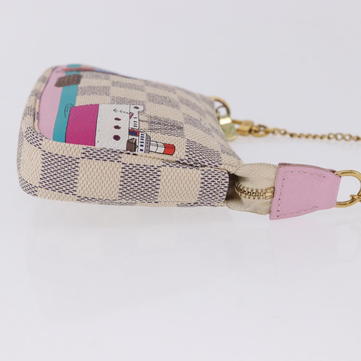 LOUIS VUITTON Damier Azur Mini Pochette Accessoires Pouch N41669 LV Auth 200052V