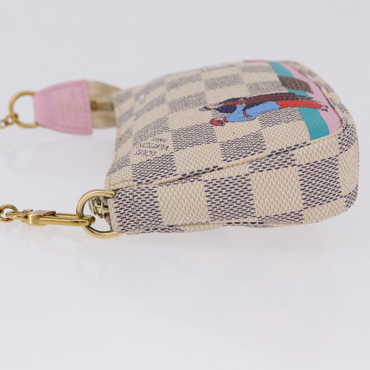 LOUIS VUITTON Damier Azur Mini Pochette Accessoires Pouch N41669 LV Auth 200052V