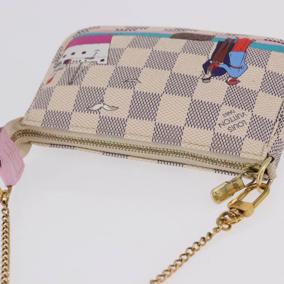 LOUIS VUITTON Damier Azur Mini Pochette Accessoires Pouch N41669 LV Auth 200052V