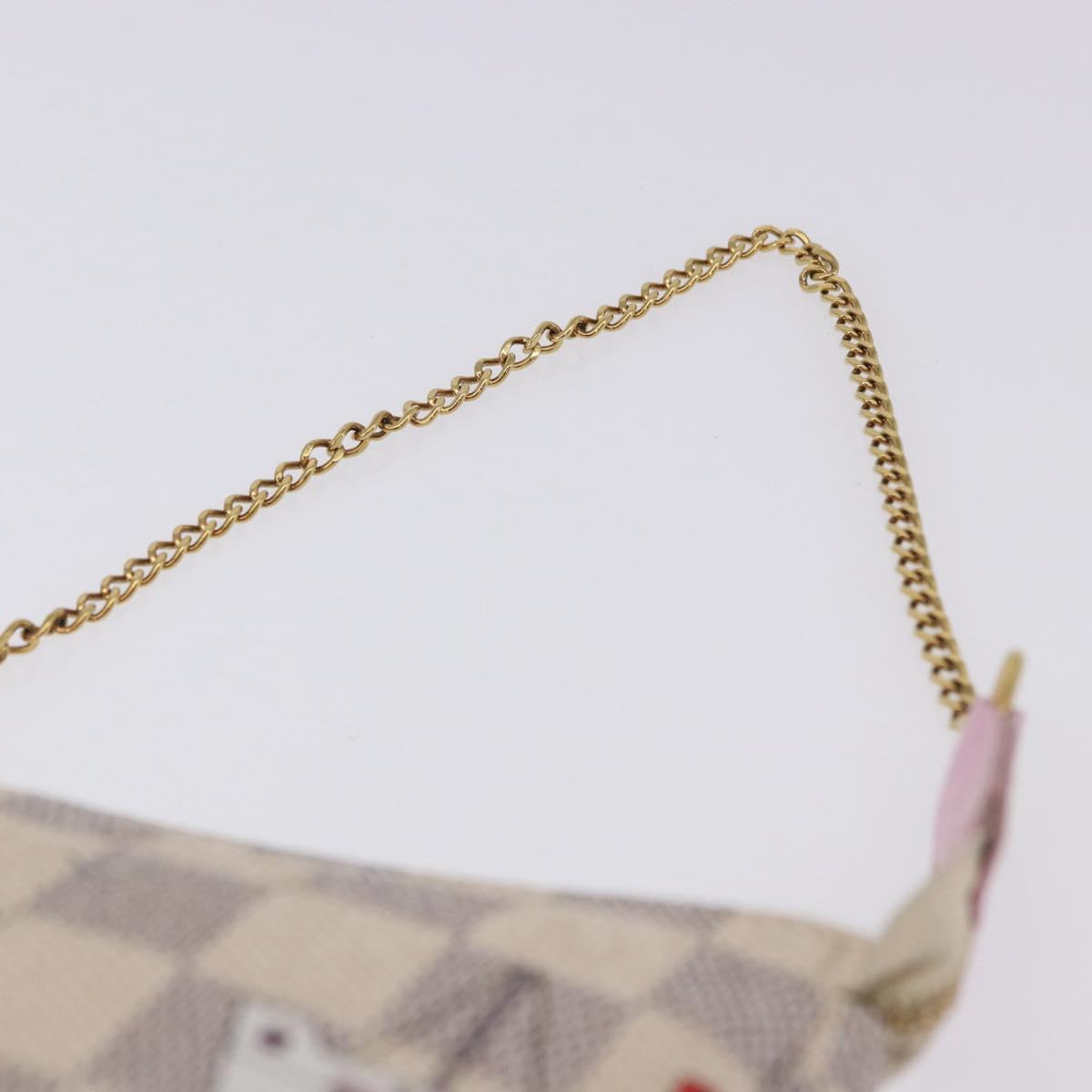 LOUIS VUITTON Damier Azur Mini Pochette Accessoires Pouch N41669 LV Auth 200052V
