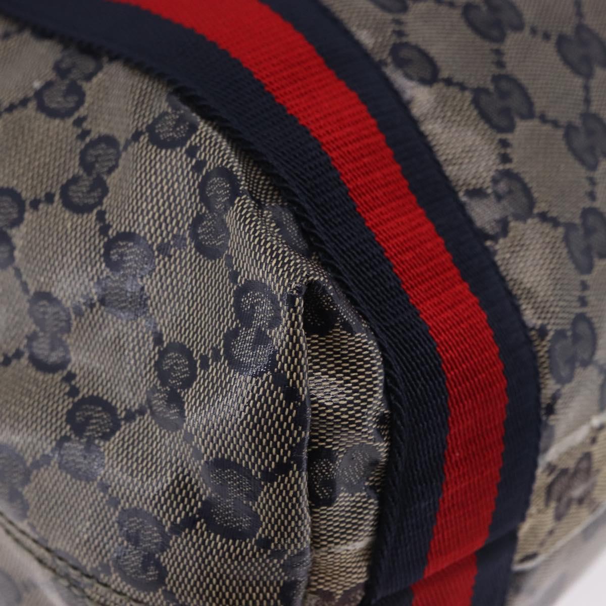 GUCCI GG Crystal Sherry Line Tote Bag Coated Canvas Navy 189669 Auth 200053A