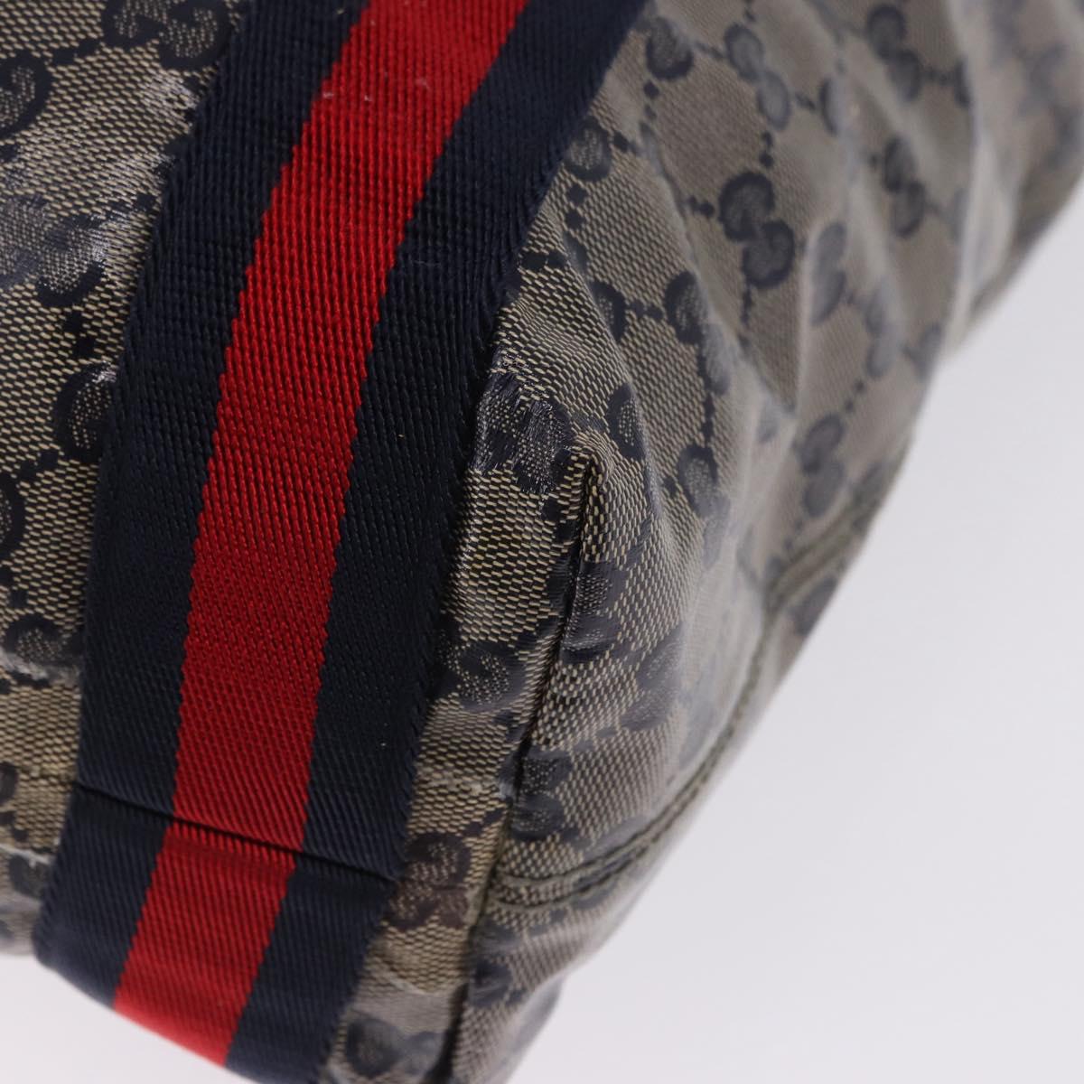 GUCCI GG Crystal Sherry Line Tote Bag Coated Canvas Navy 189669 Auth 200053A