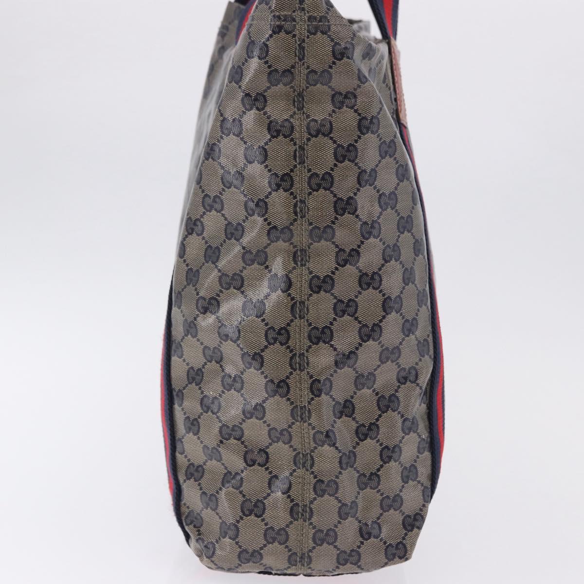 GUCCI GG Crystal Sherry Line Tote Bag Coated Canvas Navy 189669 Auth 200053A