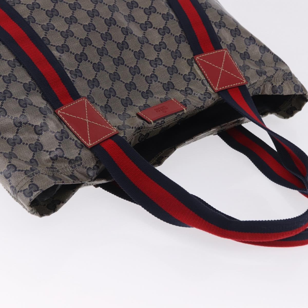 GUCCI GG Crystal Sherry Line Tote Bag Coated Canvas Navy 189669 Auth 200053A