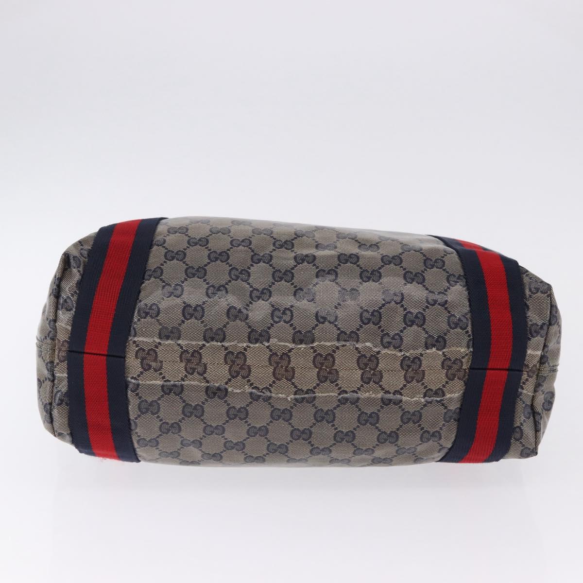 GUCCI GG Crystal Sherry Line Tote Bag Coated Canvas Navy 189669 Auth 200053A