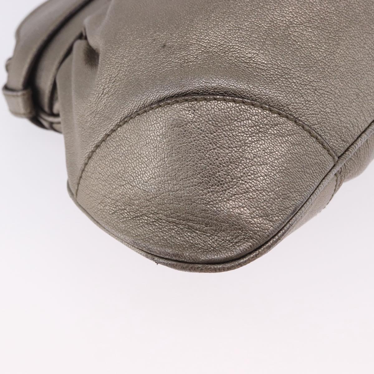 Salvatore Ferragamo Gancini Hand Bag Leather Gold Silver Auth 200055A