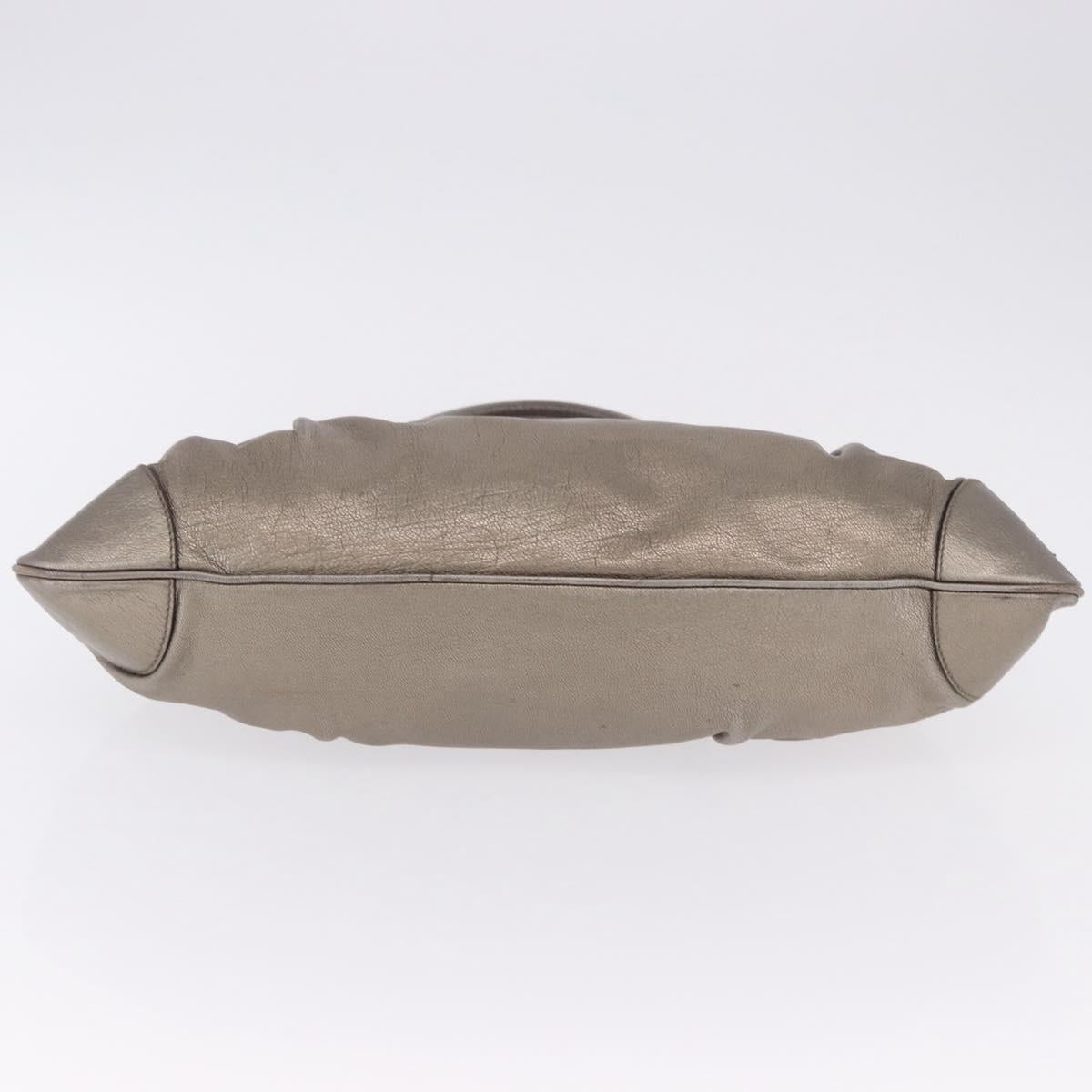 Salvatore Ferragamo Gancini Hand Bag Leather Gold Silver Auth 200055A