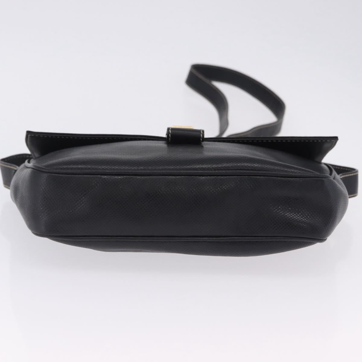 FENDI Shoulder Bag Leather Black Gold Auth 200056
