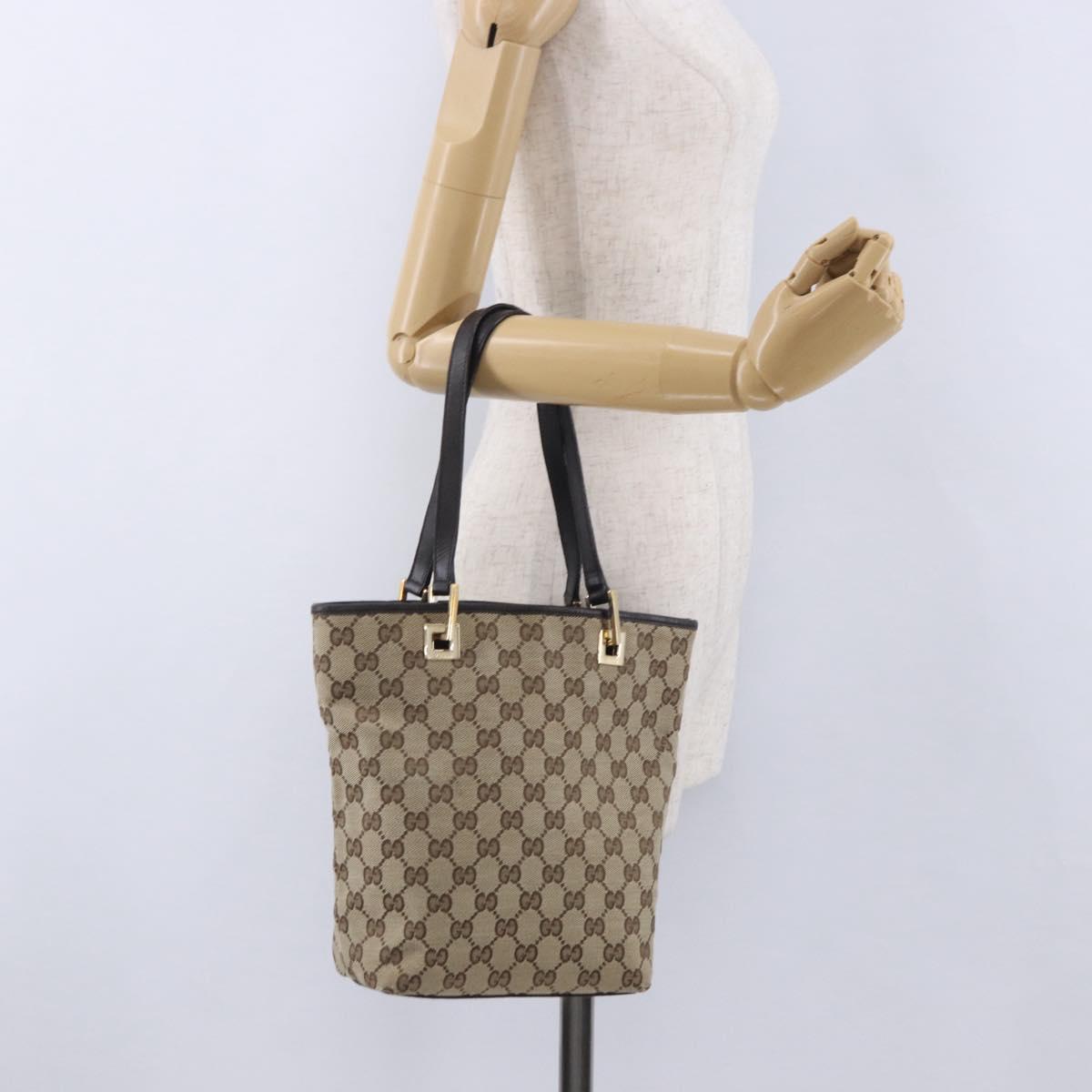 GUCCI GG Canvas Tote Bag Beige Gold 002 1099 Auth 200057